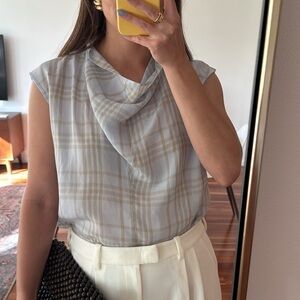 Massimo Dutti Drape Neck Plaid Tank